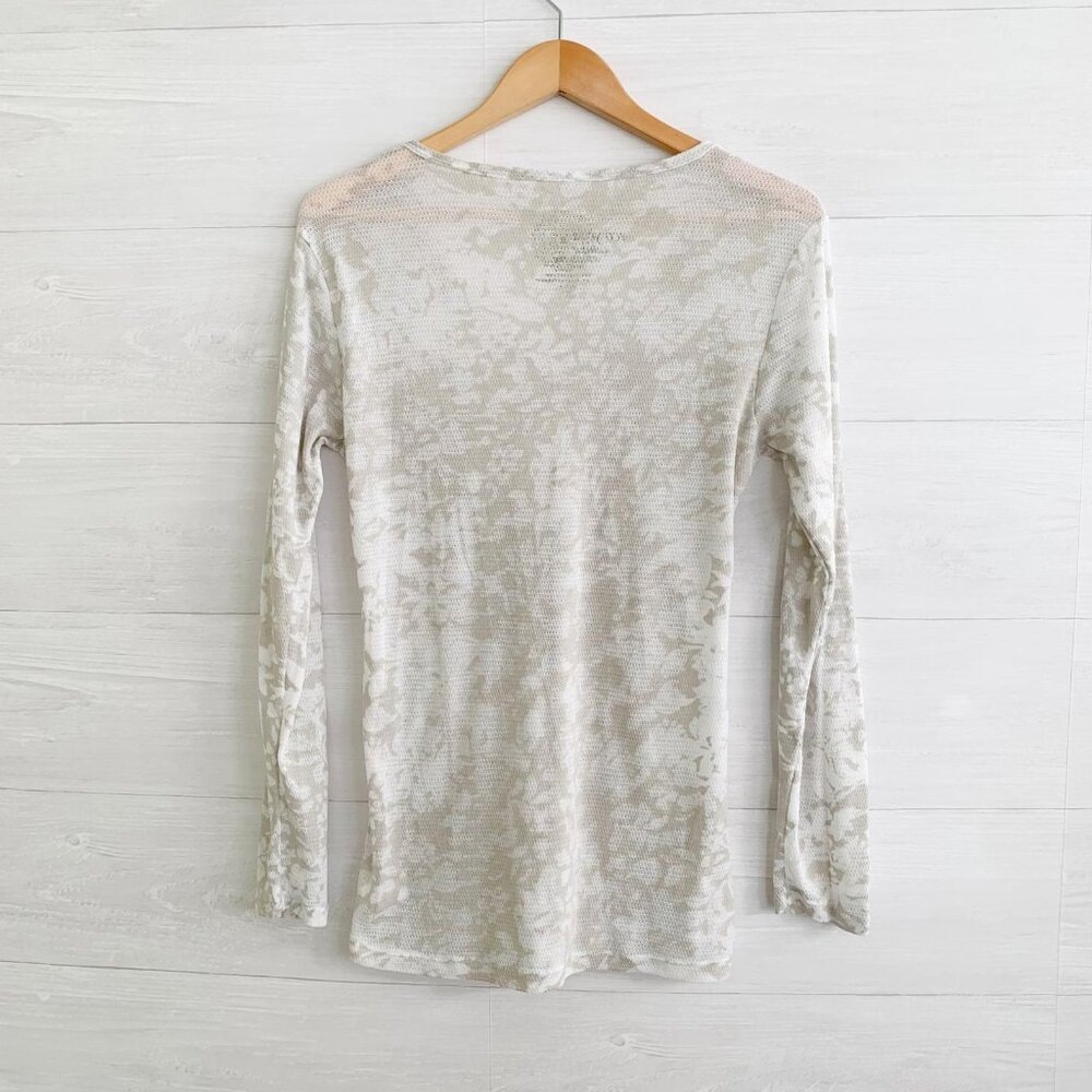 Eco yoga Sustainable organic clothing burnout knit long sleeve pale green top L - Picture 5 of 5